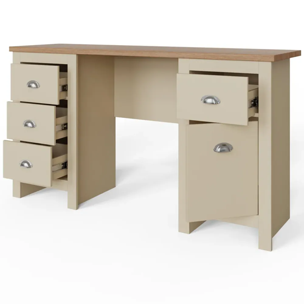 Lancaster 4 Drawer Study Desk - Cream, Oak