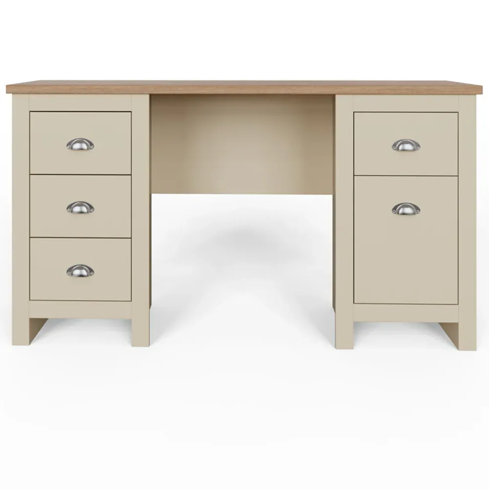 Lancaster 4 Drawer Study Desk - Cream, Oak