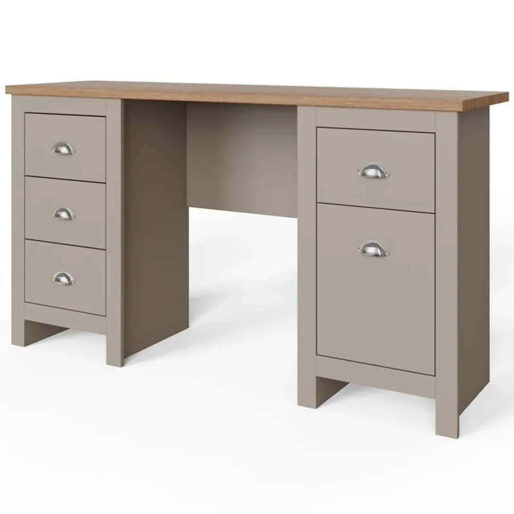 Lancaster 4 Drawer Study Desk - Grey, Oak
