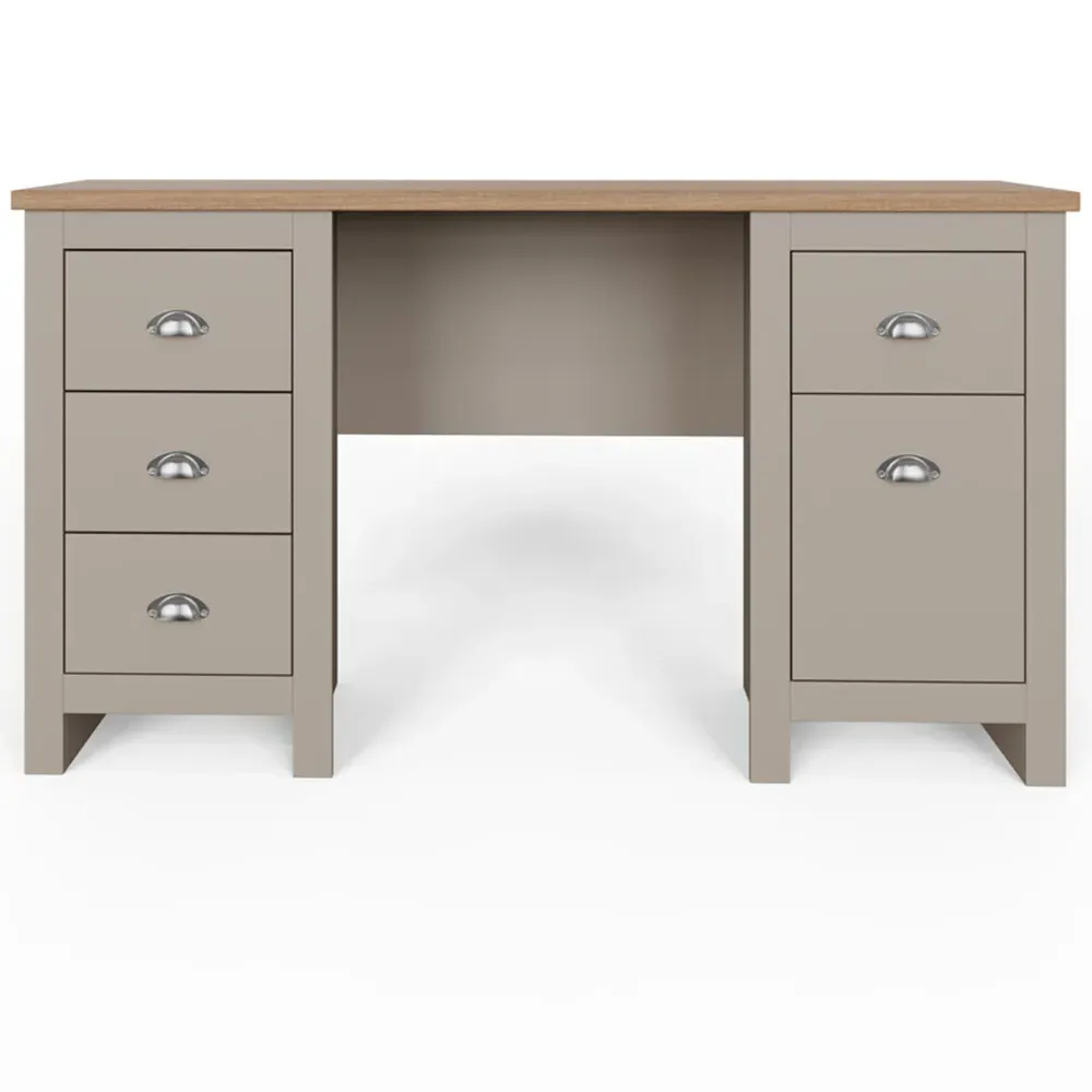 Lancaster 4 Drawer Study Desk - Grey, Oak