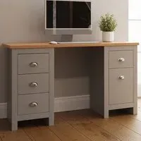 Lancaster 4 Drawer Study Desk - Grey, Oak