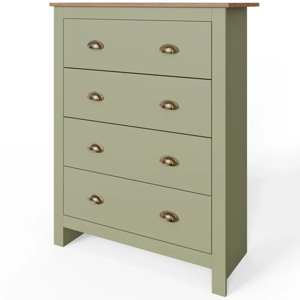 Lancaster 4 Piece Bedroom Furniture Set - Green, Oak
