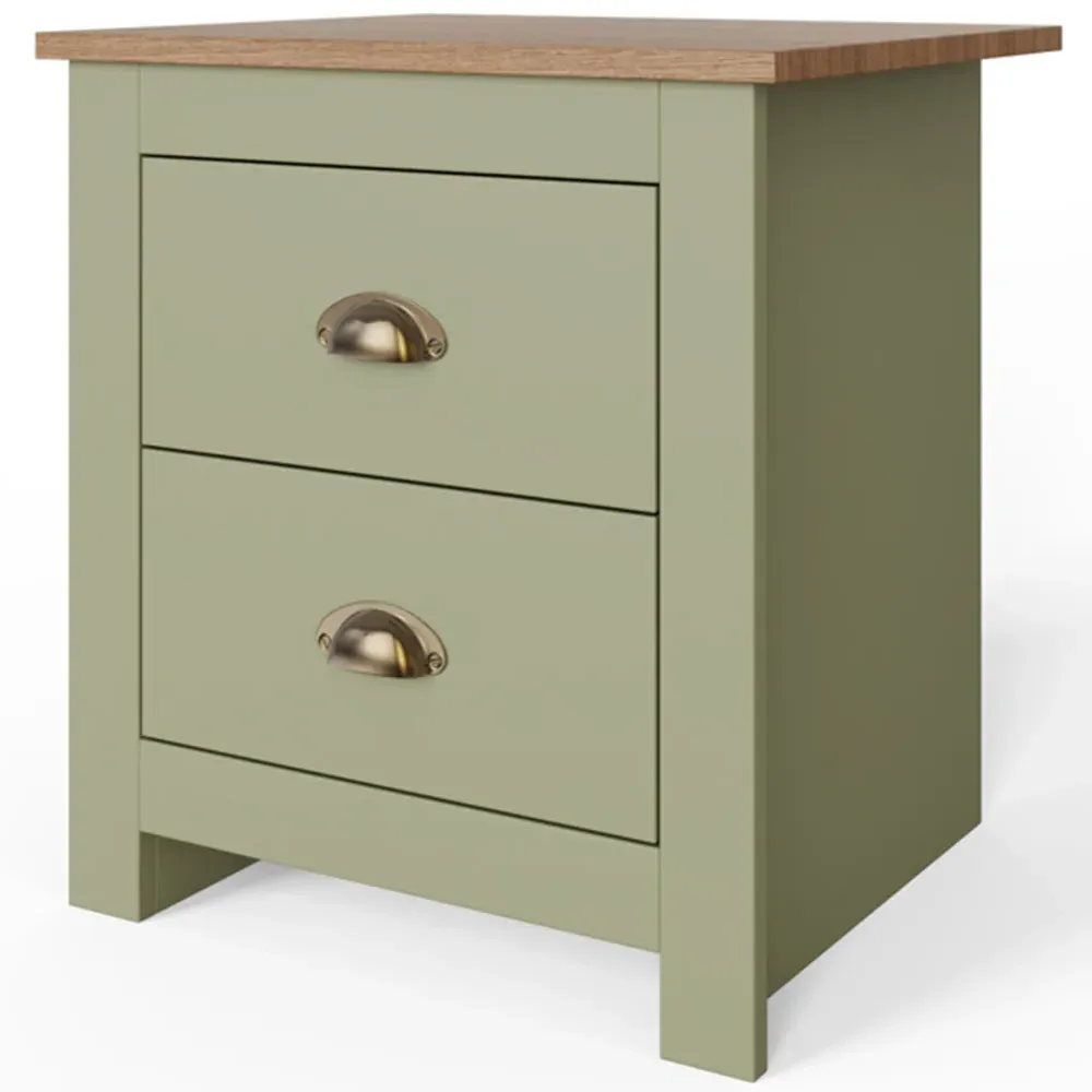 Lancaster 4 Piece Bedroom Furniture Set - Green, Oak