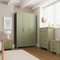 Lancaster 4 Piece Bedroom Furniture Set - Green, Oak