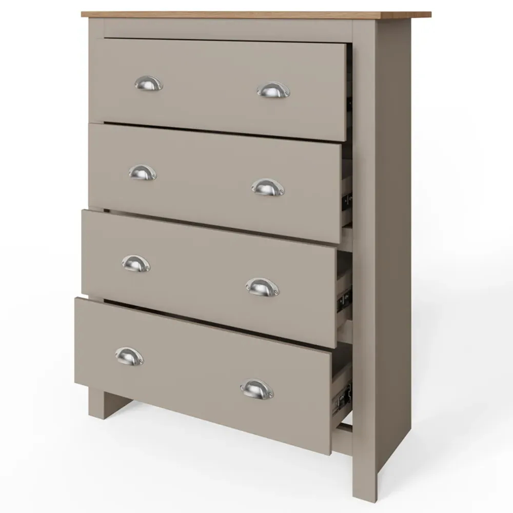 Lancaster 4 Piece Bedroom Furniture Set - Grey, Oak