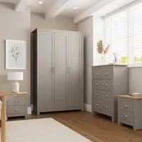 Lancaster 4 Piece Bedroom Furniture Set - Grey, Oak