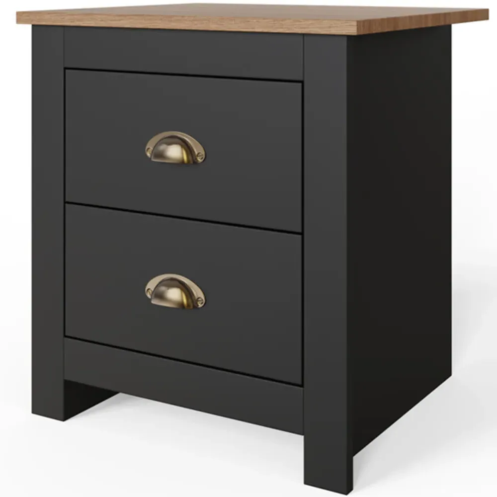 Lancaster 4 Piece Bedroom Set - Black, Oak