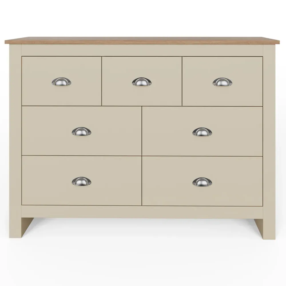 Lancaster 7 Drawer Merchants Chest of Drawers - Cream, Oak