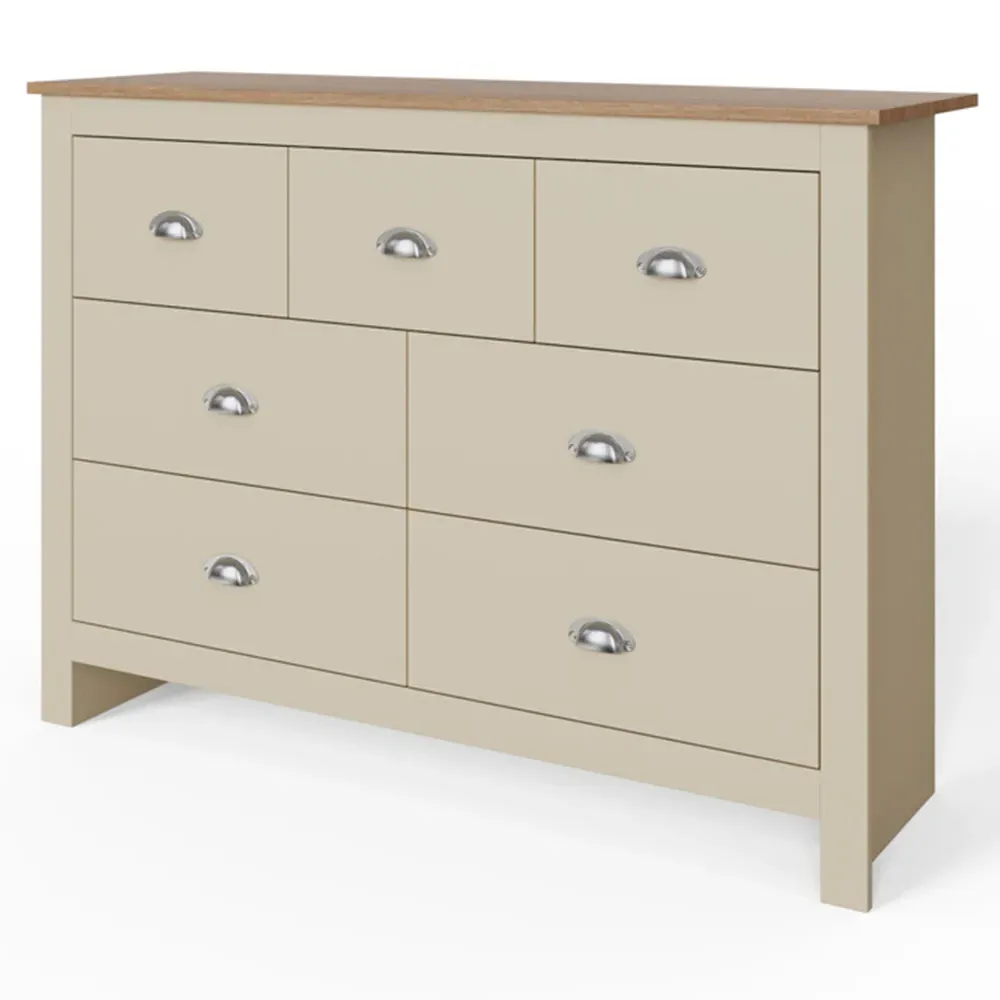 Lancaster 7 Drawer Merchants Chest of Drawers - Cream, Oak