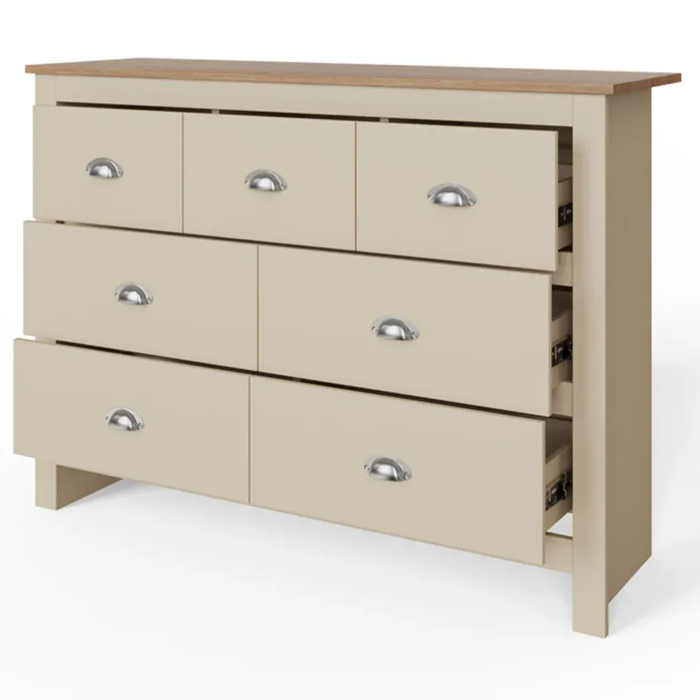 Lancaster 7 Drawer Merchants Chest of Drawers - Cream, Oak
