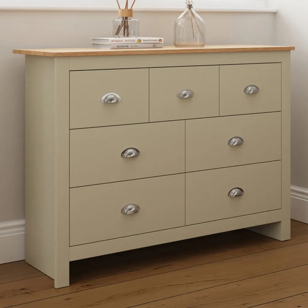Lancaster 7 Drawer Merchants Chest of Drawers - Cream, Oak