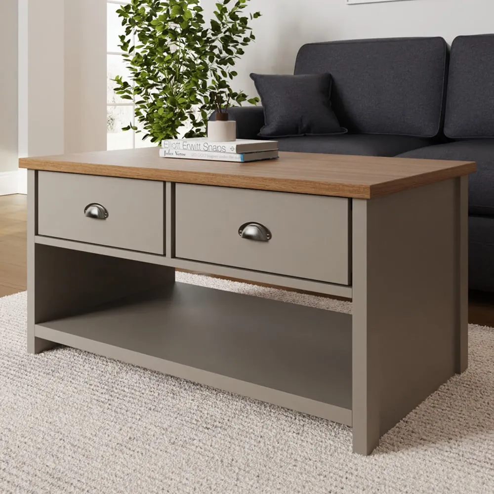 Lancaster Coffee Table with Storage - Grey, Oak