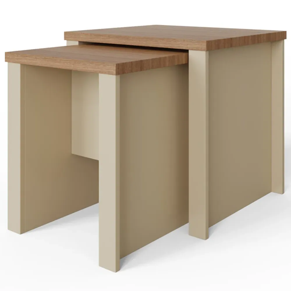 Lancaster Nest of Tables Set of 2 - Cream, Oak