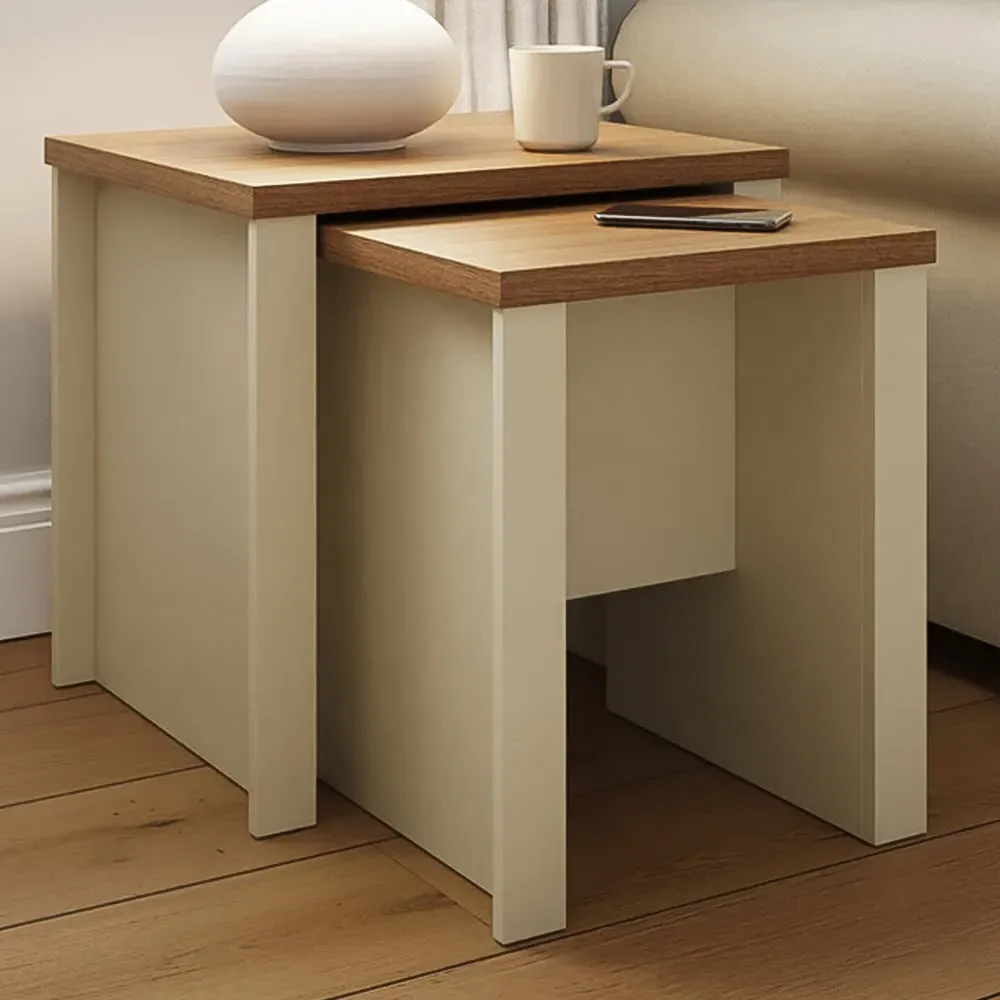 Lancaster Nest of Tables Set of 2 - Cream, Oak