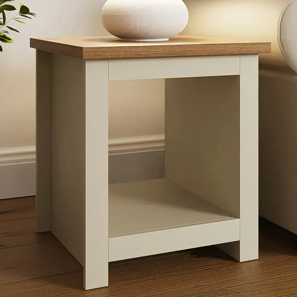 Lancaster Side Table - Cream, Oak