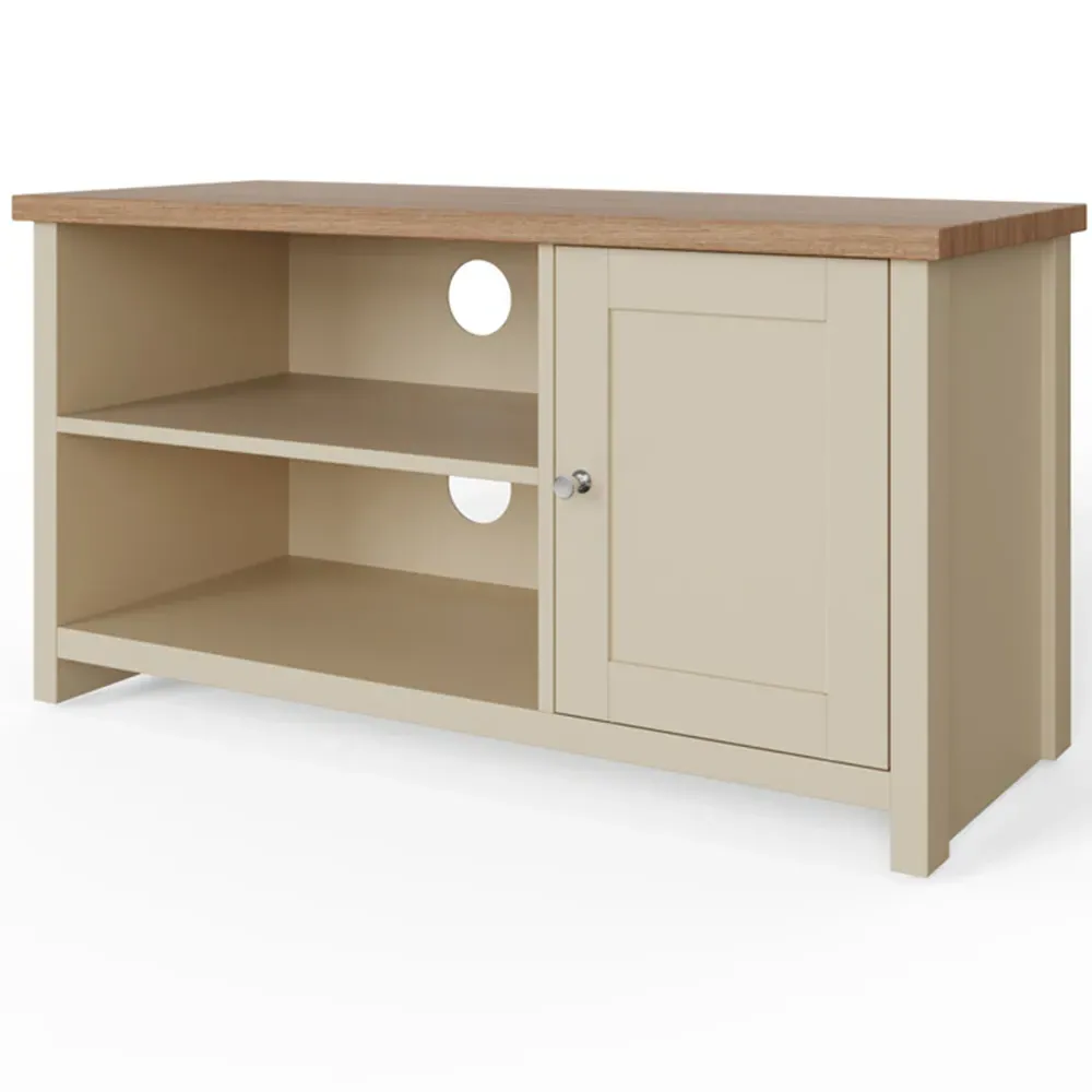 Lancaster Single Door Small TV Cabinet - Cream, Oak