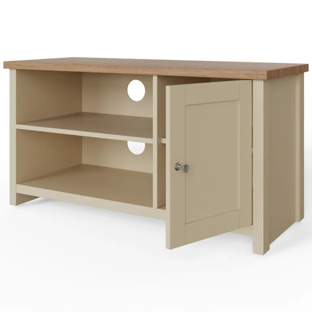 Lancaster Single Door Small TV Cabinet - Cream, Oak