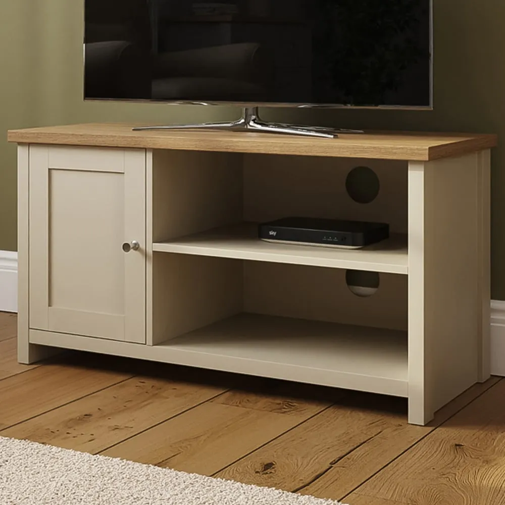 Lancaster Single Door Small TV Cabinet - Cream, Oak