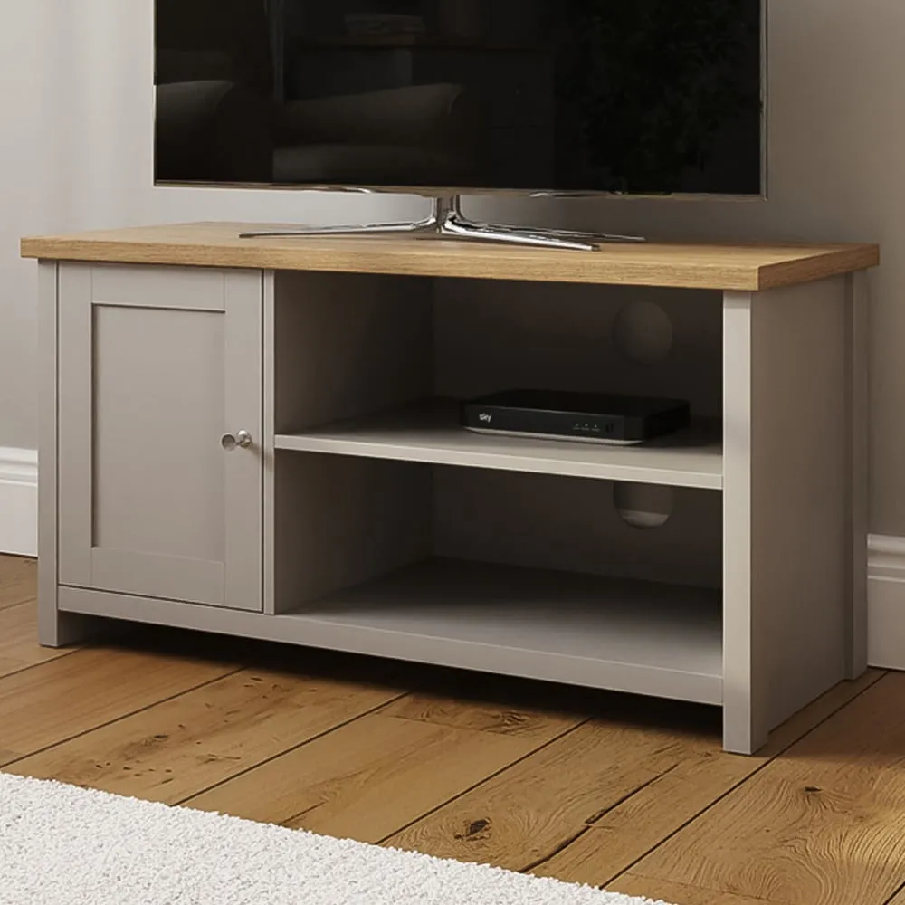 Lancaster Single Door Small TV Cabinet - Grey, Oak image