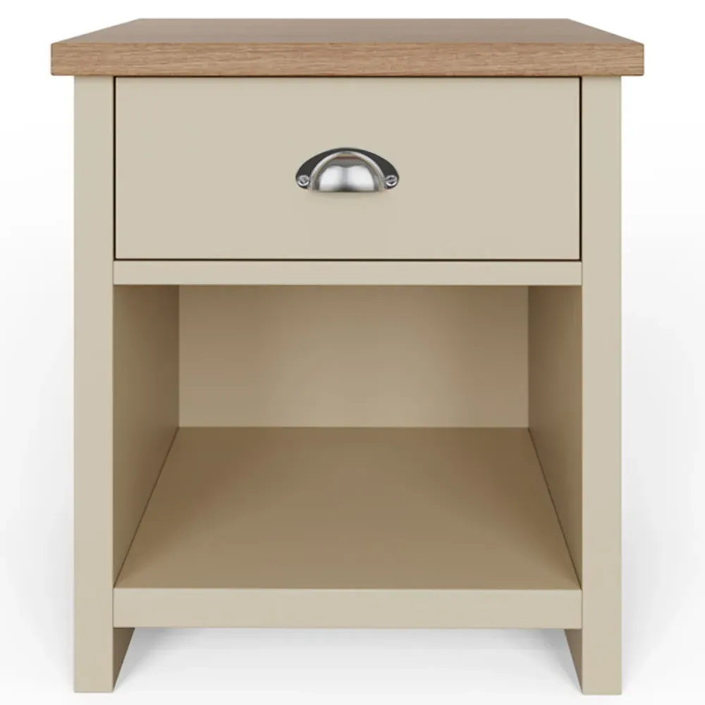 Lancaster Single Drawer Lamp Table - Cream, Oak