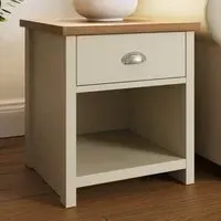 Lancaster Single Drawer Lamp Table - Cream, Oak