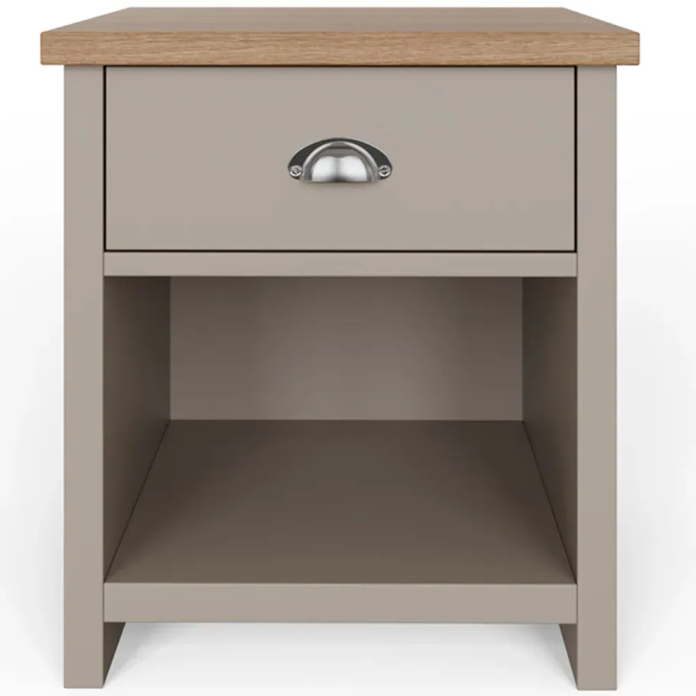 Lancaster Single Drawer Lamp Table - Grey, Oak