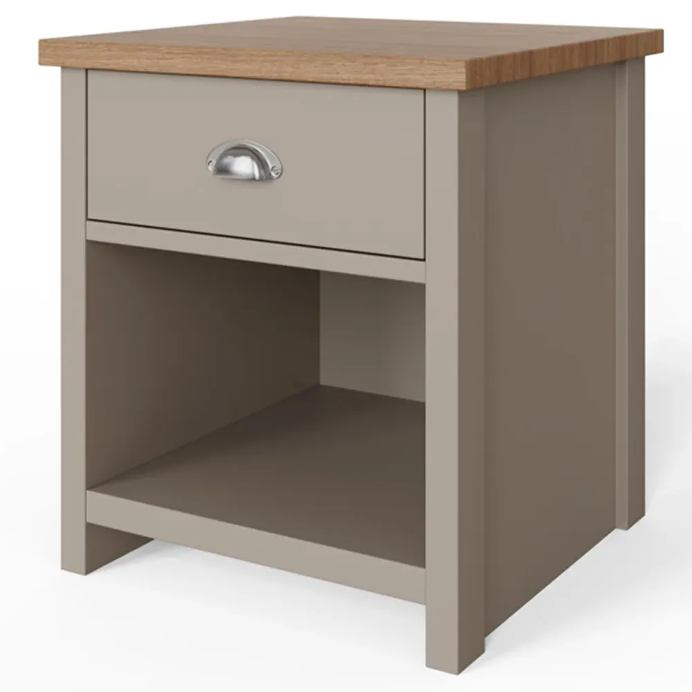 Lancaster Single Drawer Lamp Table - Grey, Oak