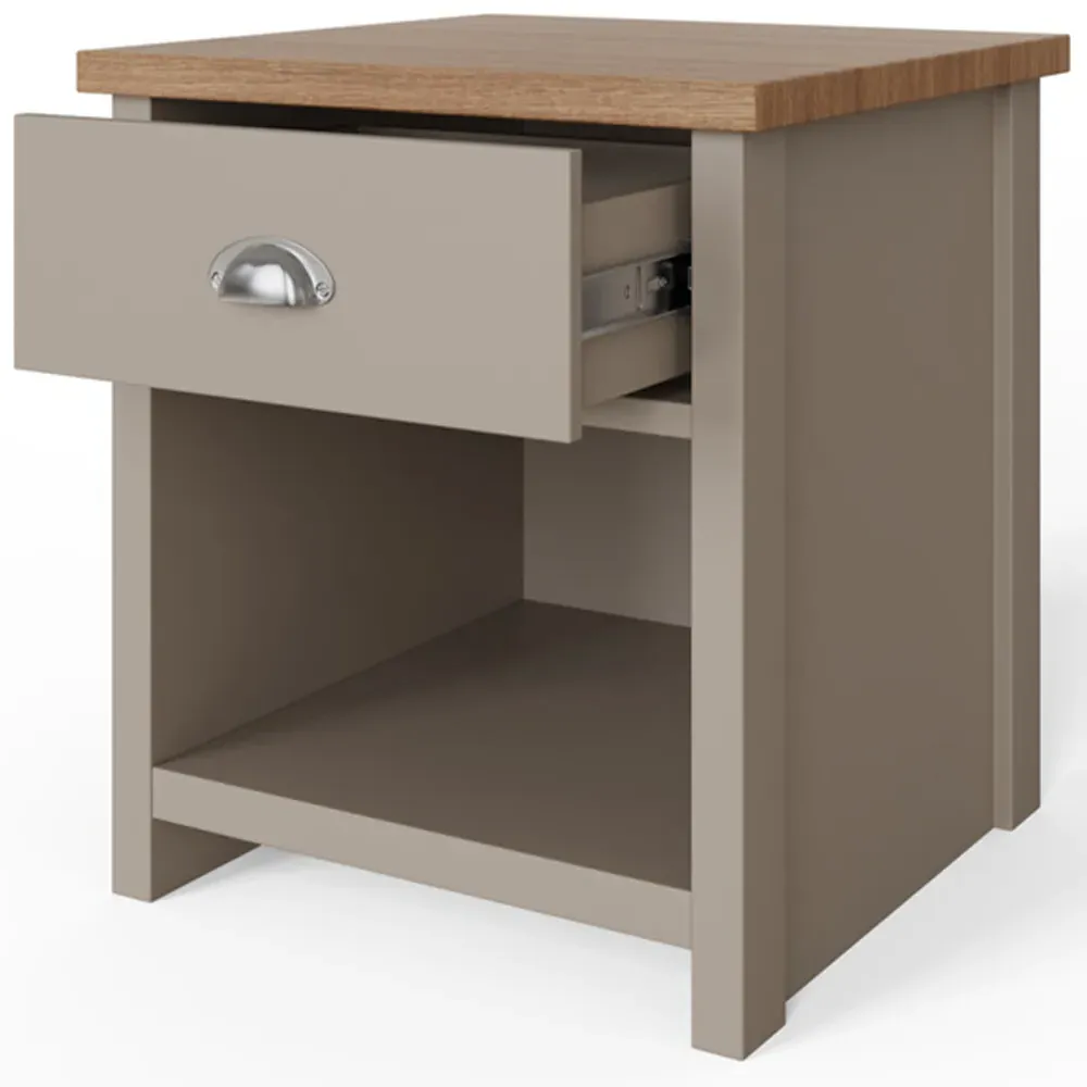 Lancaster Single Drawer Lamp Table - Grey, Oak