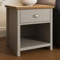 Lancaster Single Drawer Lamp Table - Grey, Oak