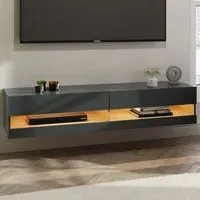 Leon 2 Shelf Wall TV Unit with LED - Anthracite, Oak