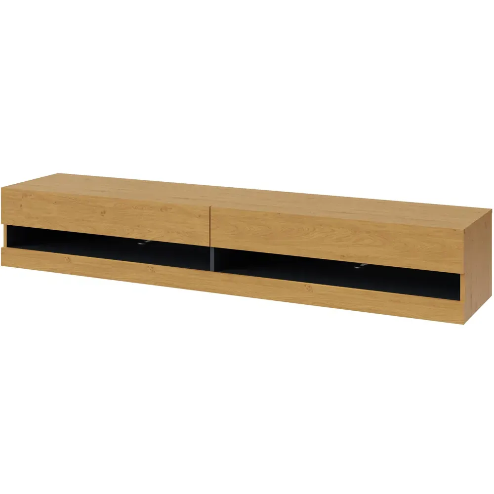 Leon 2 Shelf Wall TV Unit with LED - Oak, Anthracite