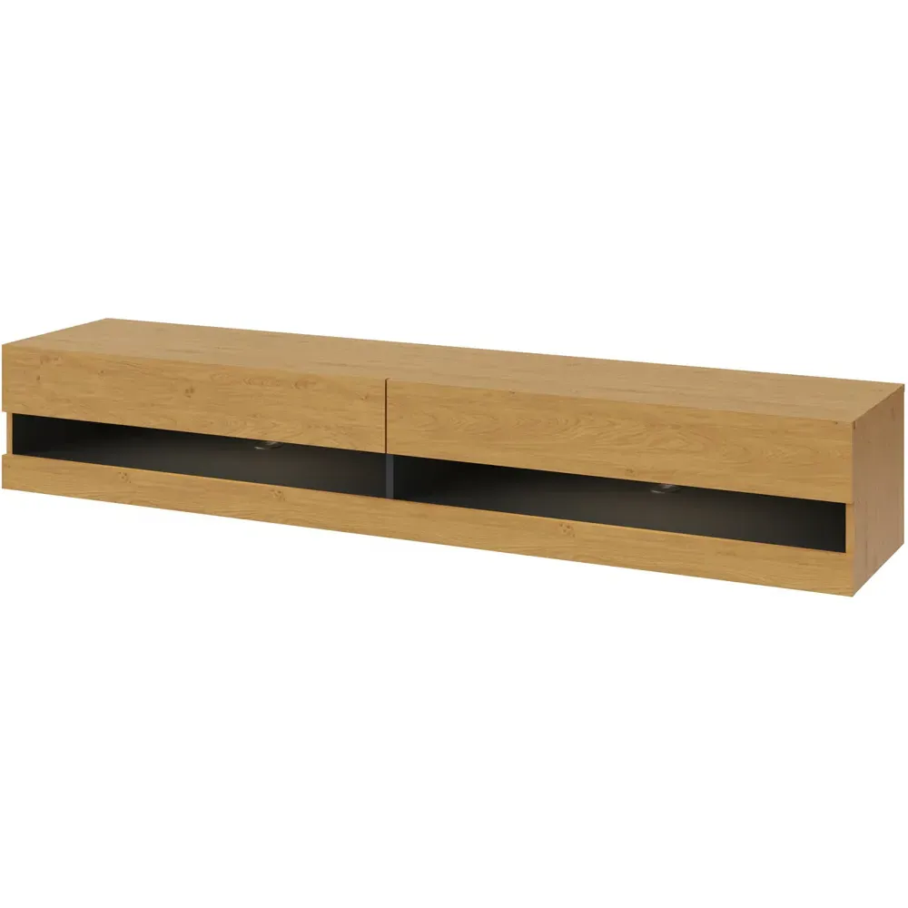 Leon 2 Shelf Wall TV Unit with LED - Oak, Anthracite