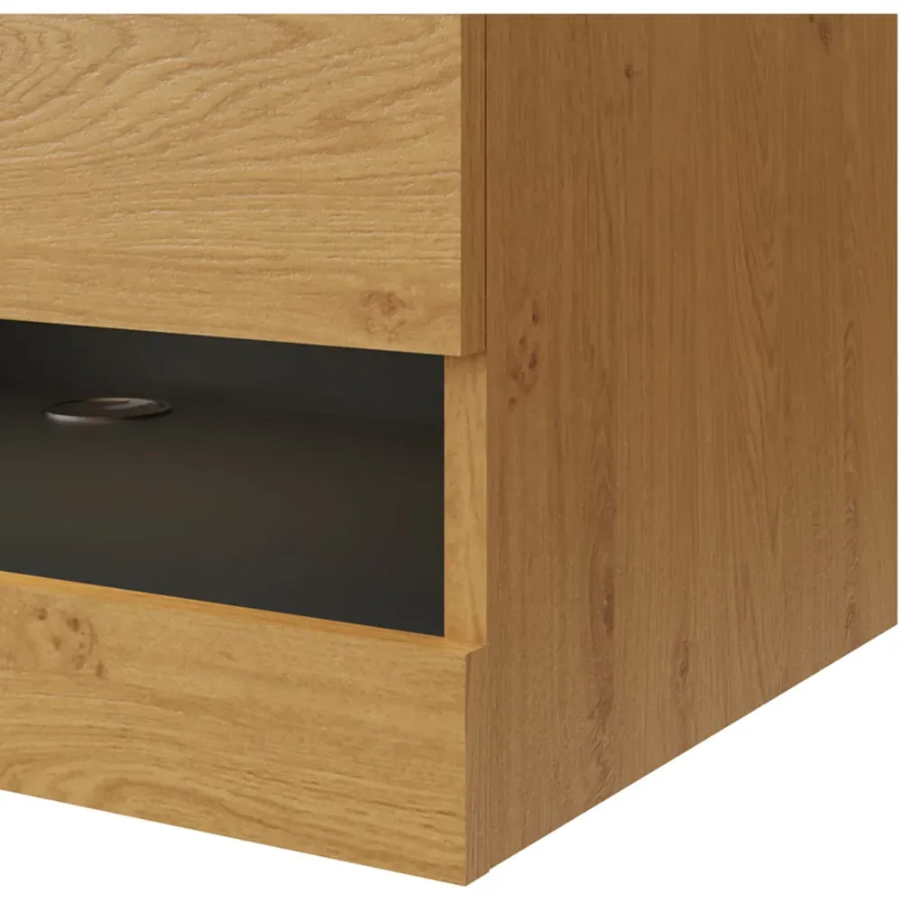 Leon 2 Shelf Wall TV Unit with LED - Oak, Anthracite