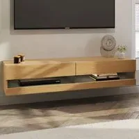 Leon 2 Shelf Wall TV Unit with LED - Oak, Anthracite
