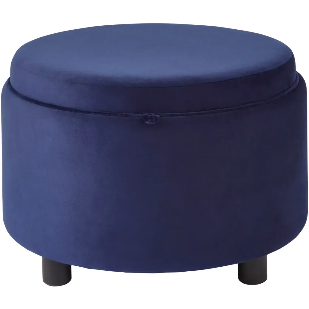 Leylani Tray Table Storage Stool - Blue, Velvet