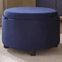 Leylani Tray Table Storage Stool - Blue, Velvet