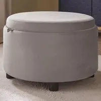 Leylani Tray Table Storage Stool - Grey, Velvet