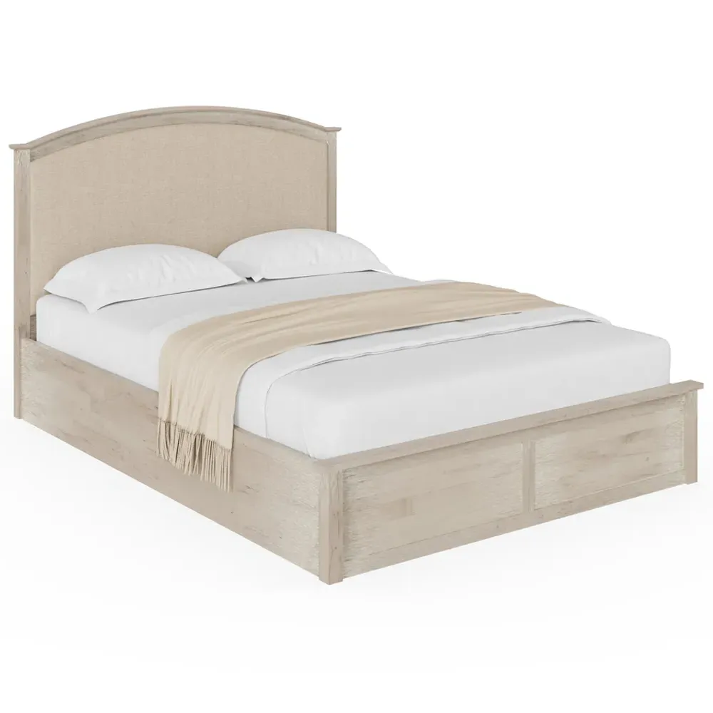 Madrid Double Ottoman Bed with Storage - Cream, Oak