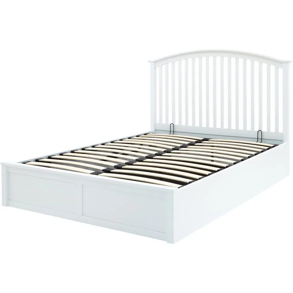Madrid Double Ottoman Bed with Storage - White