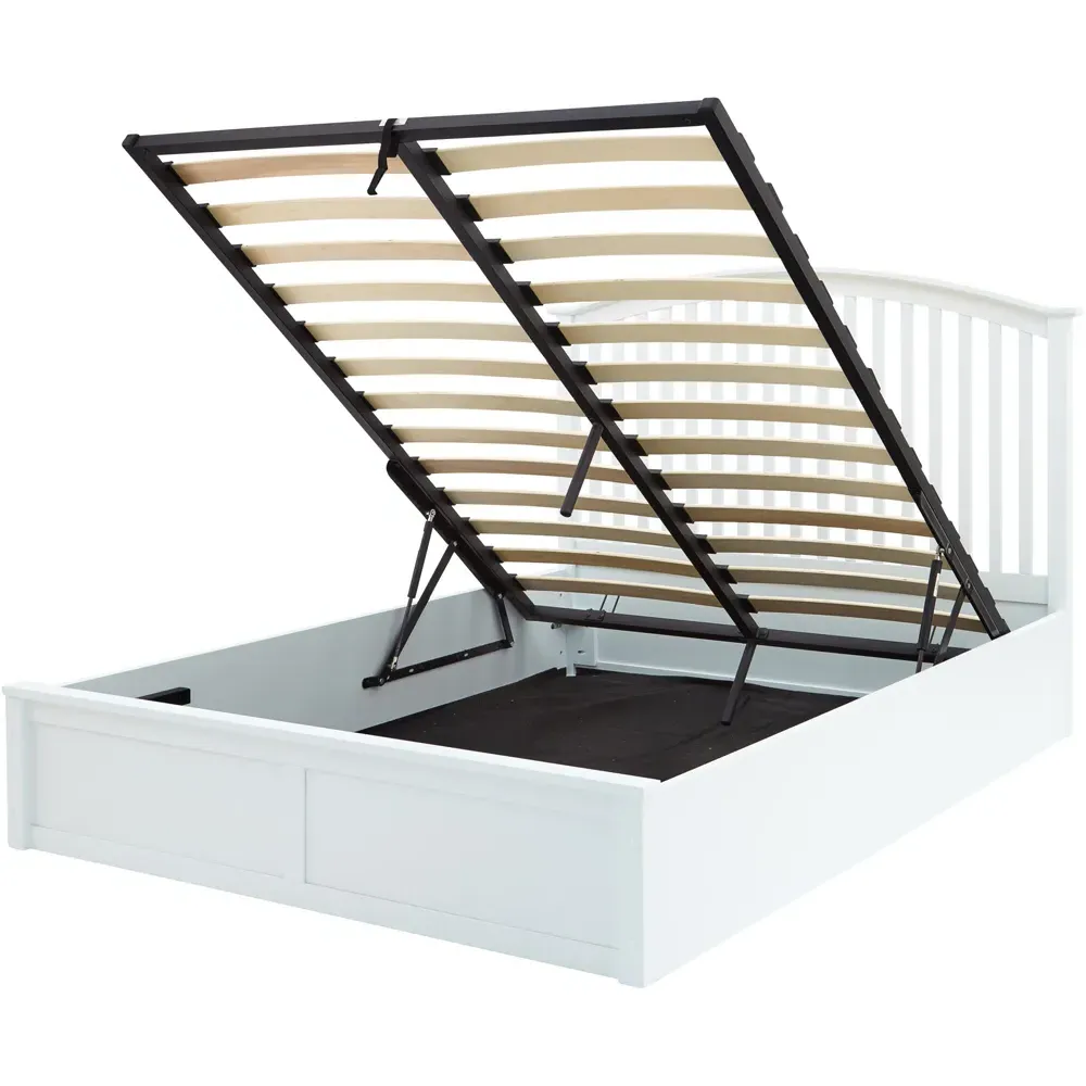 Madrid Double Ottoman Bed with Storage - White