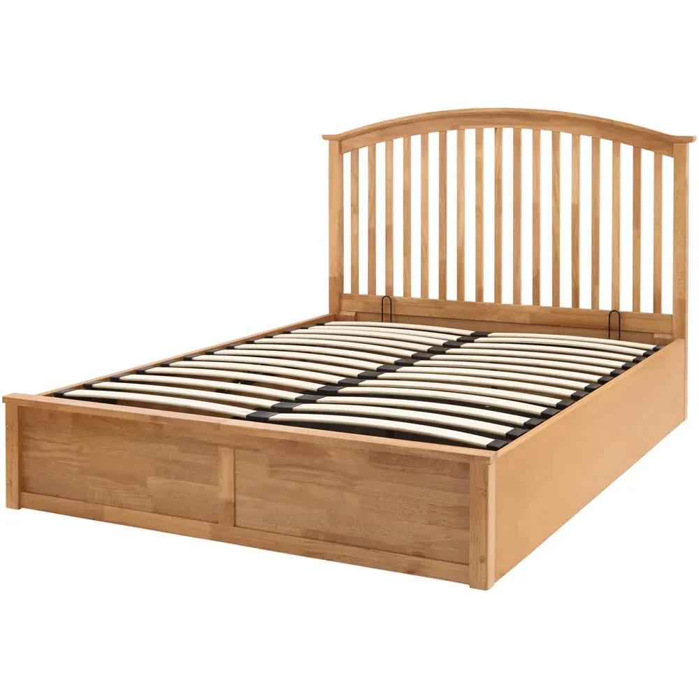 Madrid King Size Ottoman Bed with Storage - Brown, Oak