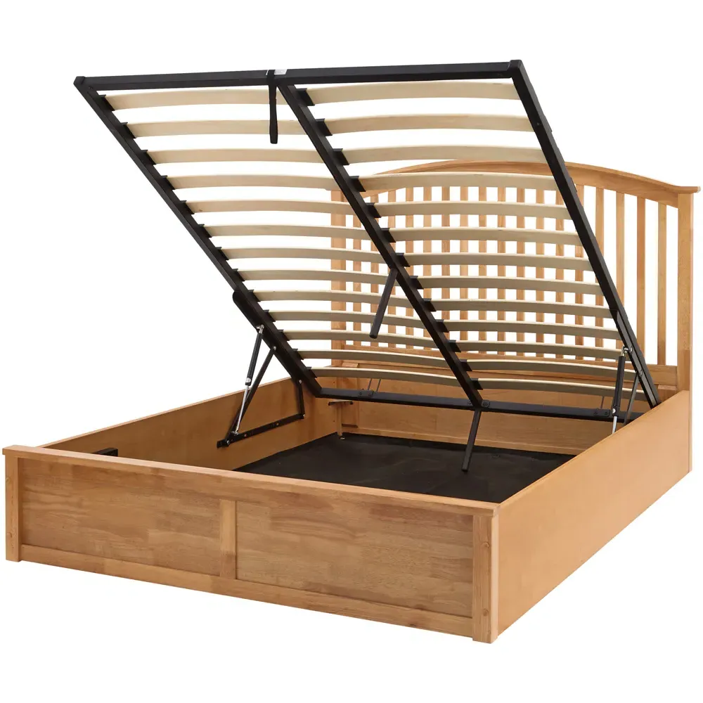 Madrid King Size Ottoman Bed with Storage - Brown, Oak