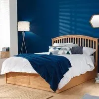 Madrid King Size Ottoman Bed with Storage - Brown, Oak