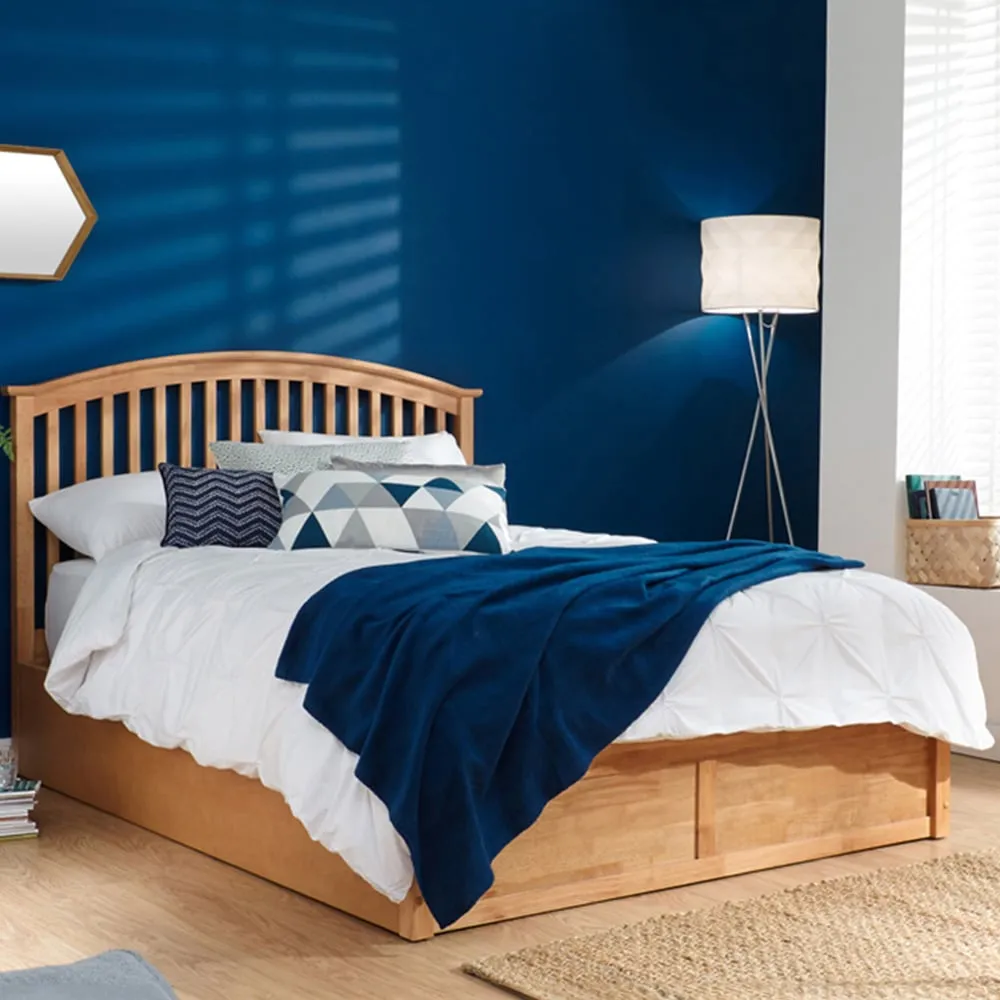 Madrid King Size Ottoman Bed with Storage - Brown, Oak