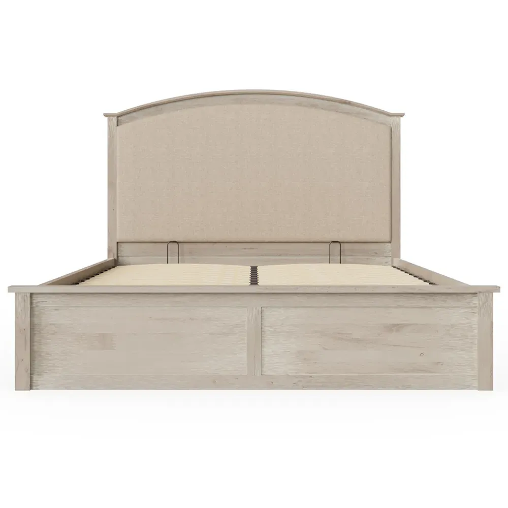 Madrid King Size Ottoman Bed with Storage - Cream, Oak