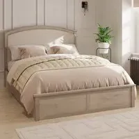 Madrid King Size Ottoman Bed with Storage - Cream, Oak