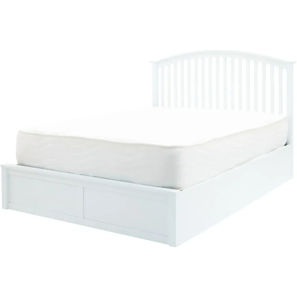 Madrid King Size Ottoman Bed with Storage - White