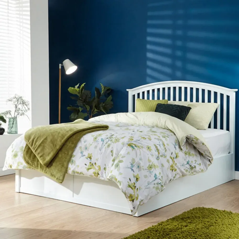 Madrid King Size Ottoman Bed with Storage - White image