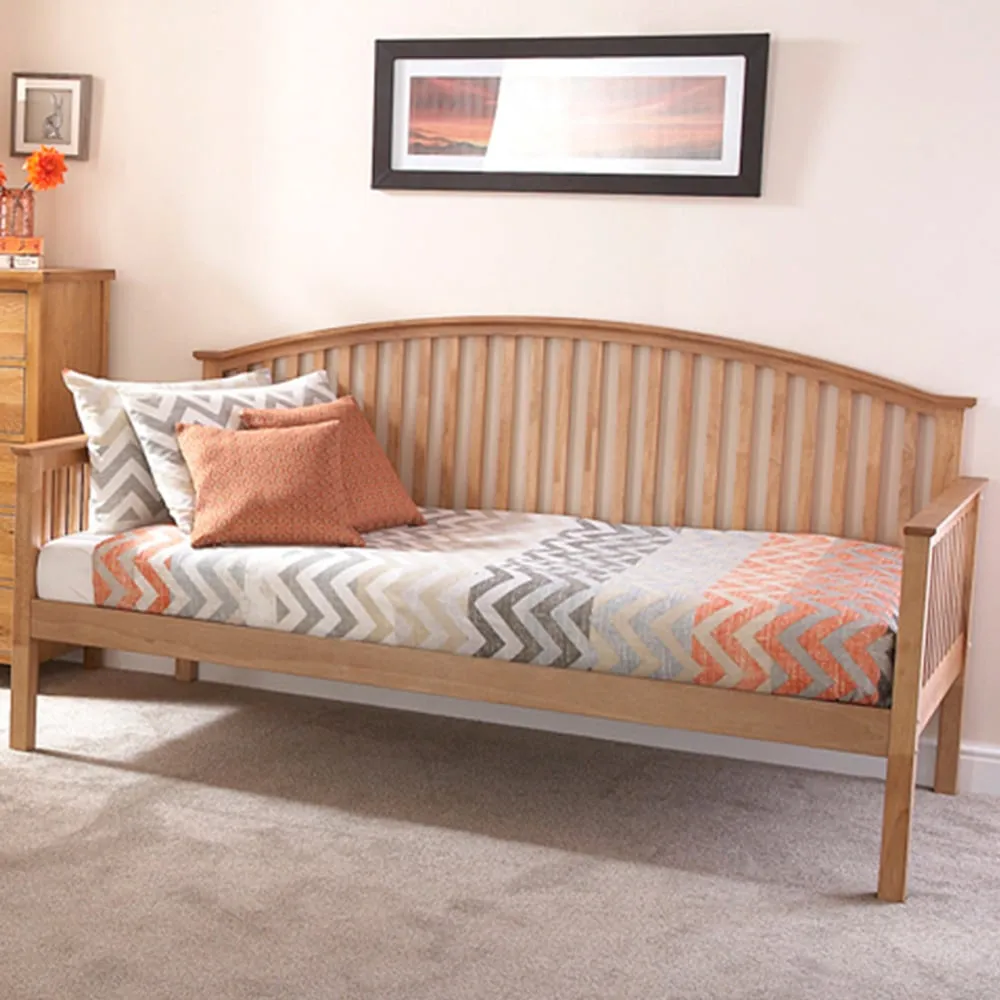 Madrid Single Day Bed - Brown, Oak Wood