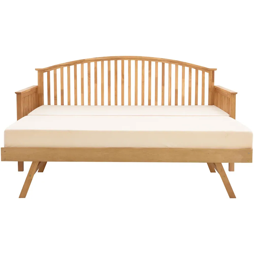 Madrid Single Day Bed with Trundle - Brown, Oak Wood